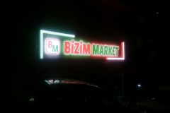 Bizim Market Işıklı Kutu Harf Tabela